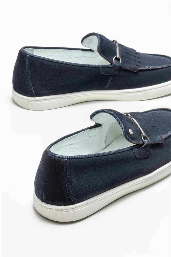 Lacivert deri erkek loafer - Elle Shoes