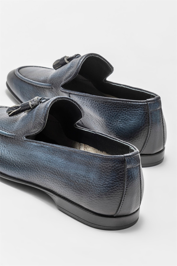 Lacivert Deri Erkek Loafer