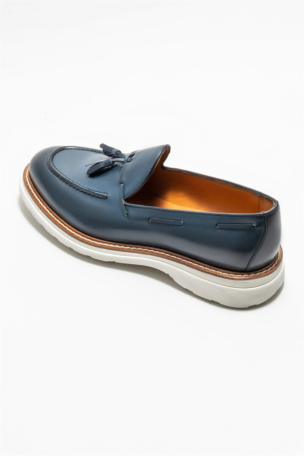 Lacivert deri erkek loafer - Elle Shoes
