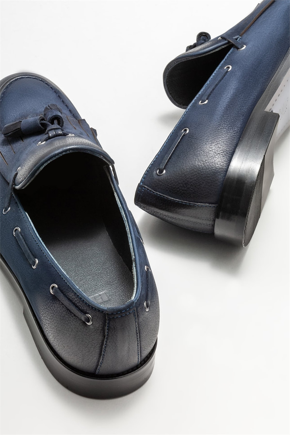Lacivert Deri Erkek Loafer