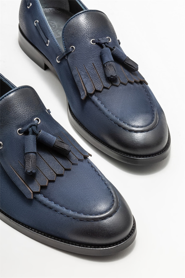Lacivert Deri Erkek Loafer