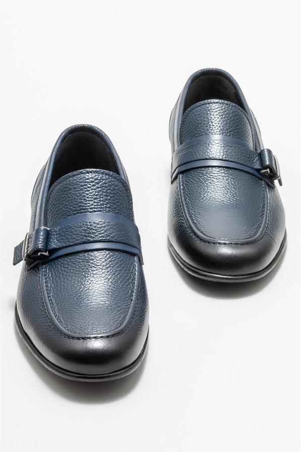 Lacivert deri erkek loafer - Elle Shoes