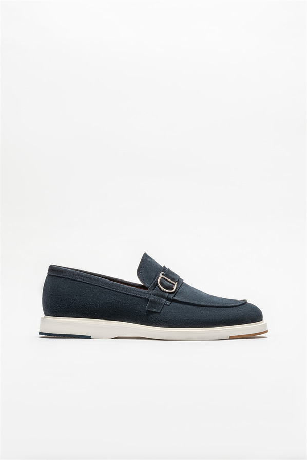 Lacivert deri erkek loafer - Elle Shoes