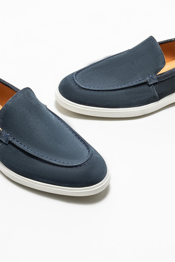 Lacivert deri erkek loafer - Elle Shoes