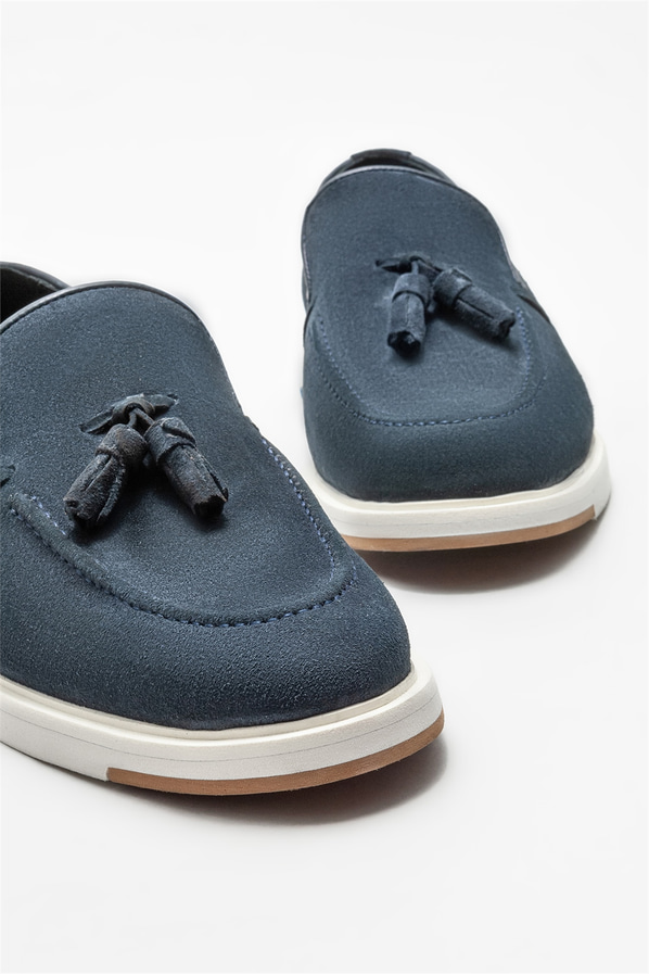 Lacivert deri erkek loafer - Elle Shoes