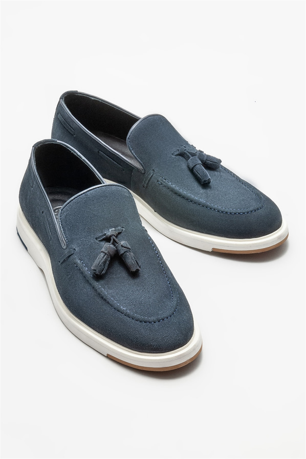 Lacivert deri erkek loafer - Elle Shoes