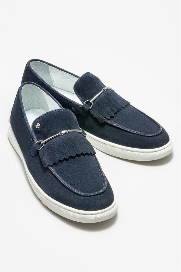 Lacivert deri erkek loafer - Elle Shoes