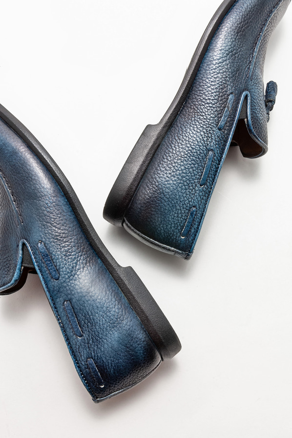 Lacivert deri erkek loafer - Elle Shoes