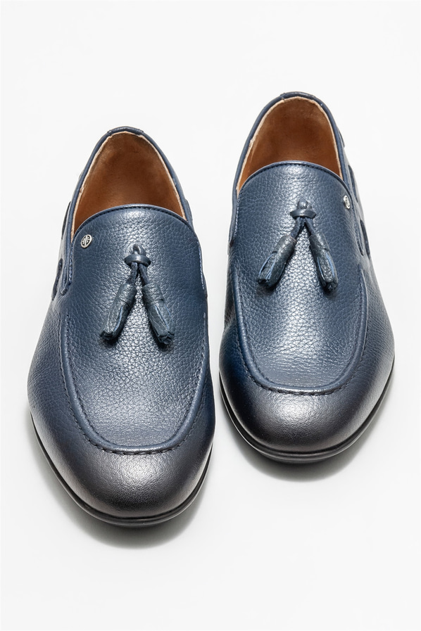 Lacivert deri erkek loafer - Elle Shoes