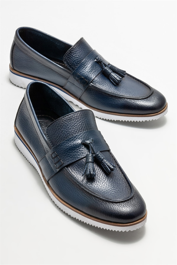 Lacivert Deri Erkek Loafer