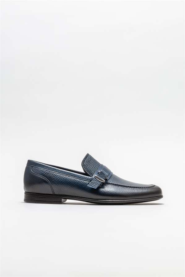 Lacivert deri erkek loafer - Elle Shoes