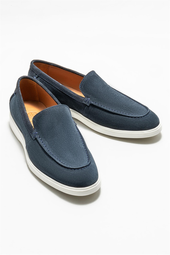 Lacivert deri erkek loafer - Elle Shoes