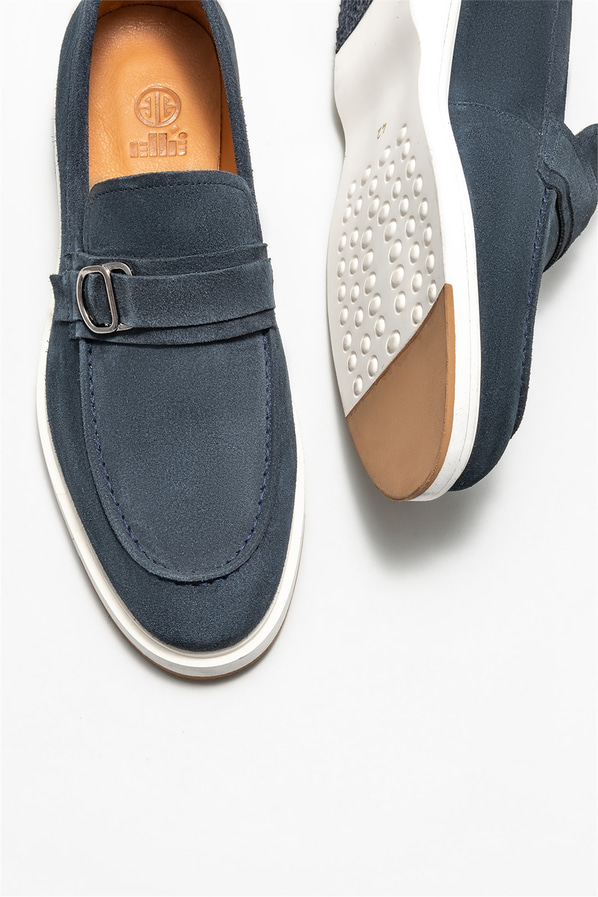 Lacivert deri erkek loafer - Elle Shoes