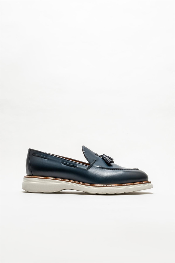 Lacivert deri erkek loafer - Elle Shoes