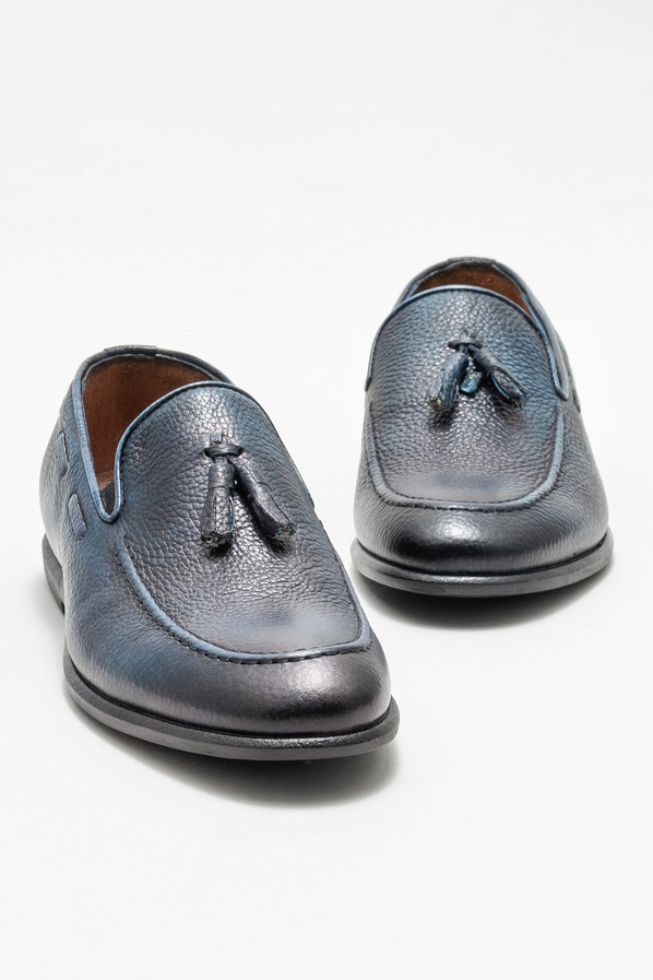 Lacivert deri erkek loafer - Elle Shoes