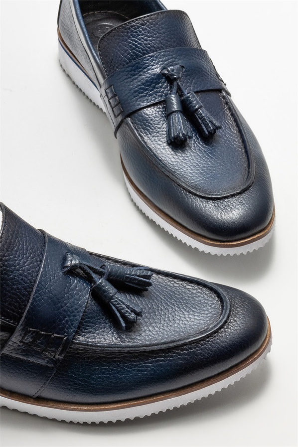 Lacivert Deri Erkek Loafer