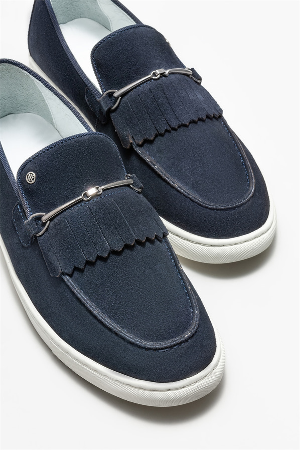 Lacivert deri erkek loafer - Elle Shoes