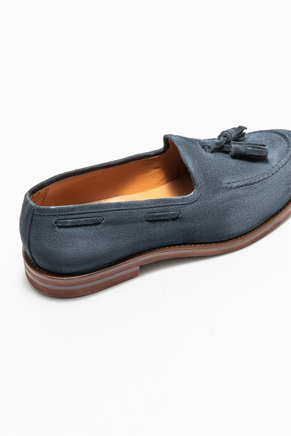 Lacivert deri erkek loafer - Elle Shoes