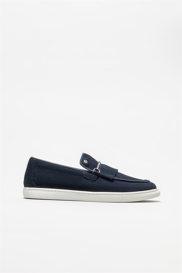 Lacivert deri erkek loafer - Elle Shoes