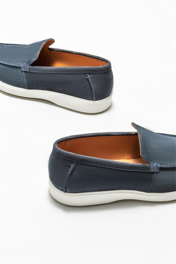Lacivert deri erkek loafer - Elle Shoes