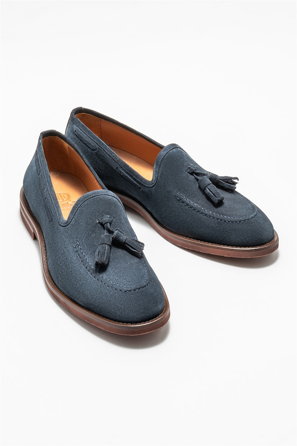 Lacivert deri erkek loafer - Elle Shoes