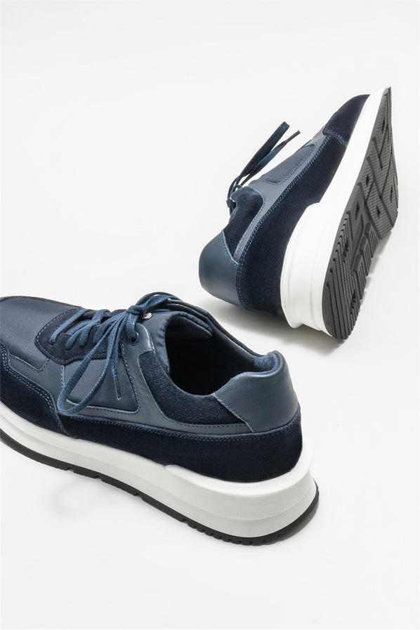Lacivert deri erkek spor ayakkabı - Elle Shoes
