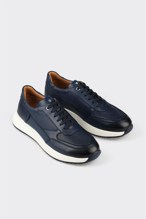 Lacivert deri erkek spor ayakkabı - Elle Shoes