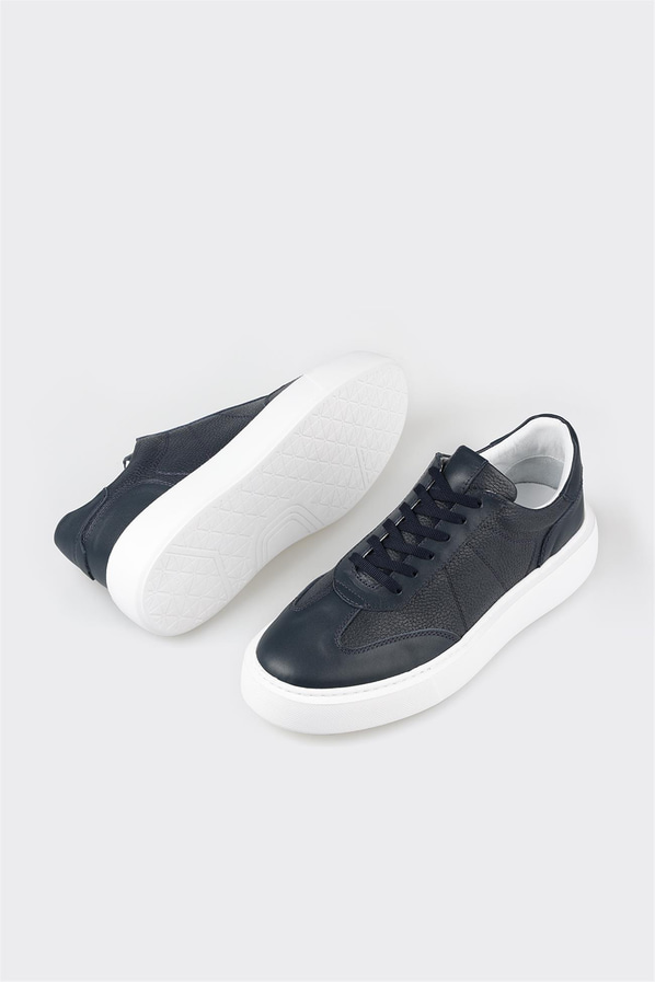 Lacivert deri erkek spor ayakkabı - Elle Shoes