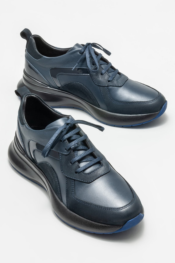 Lacivert deri erkek spor ayakkabı - Elle Shoes