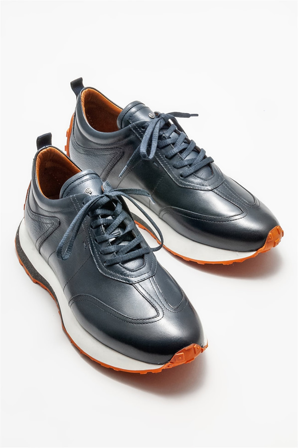 Lacivert deri erkek spor ayakkabı - Elle Shoes