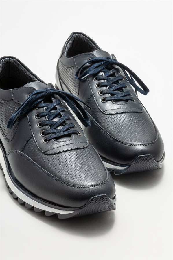 Lacivert deri erkek spor ayakkabı - Elle Shoes