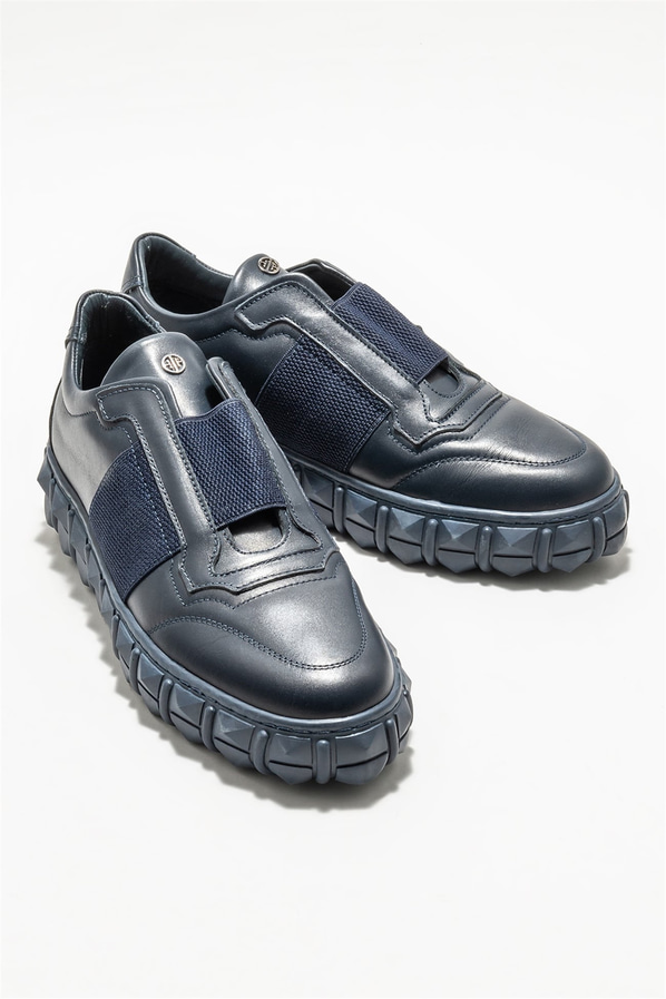 Lacivert deri erkek spor ayakkabı - Elle Shoes