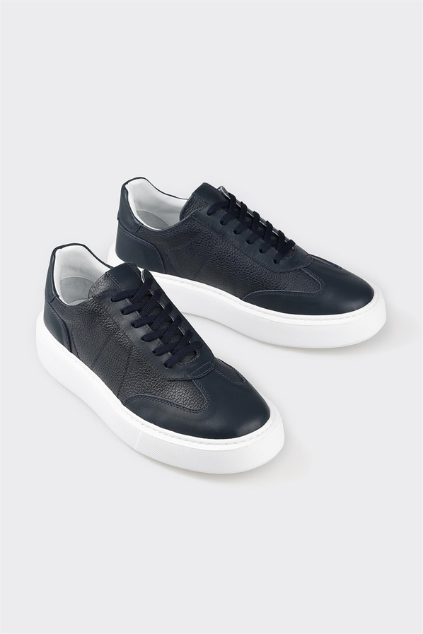 Lacivert deri erkek spor ayakkabı - Elle Shoes