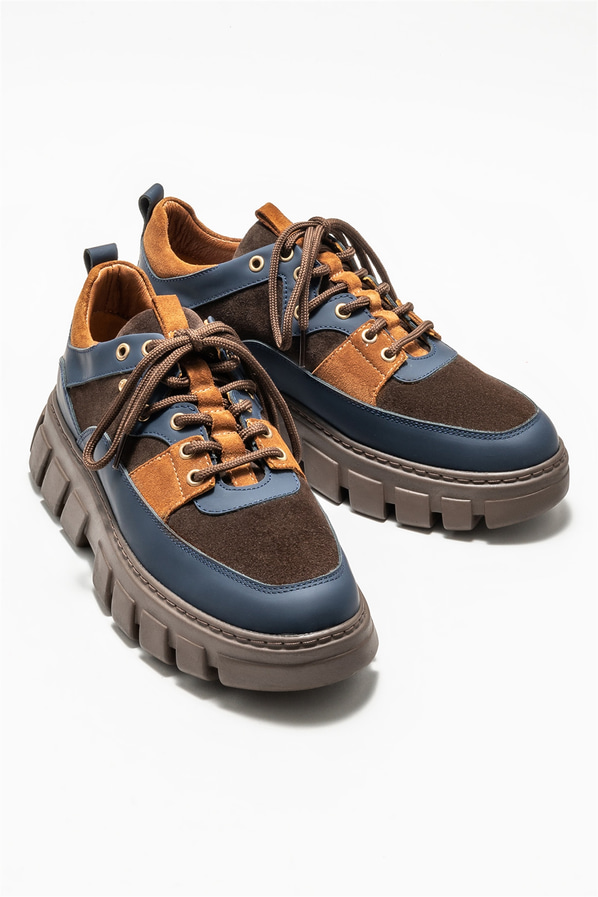 Lacivert deri erkek spor ayakkabı - Elle Shoes