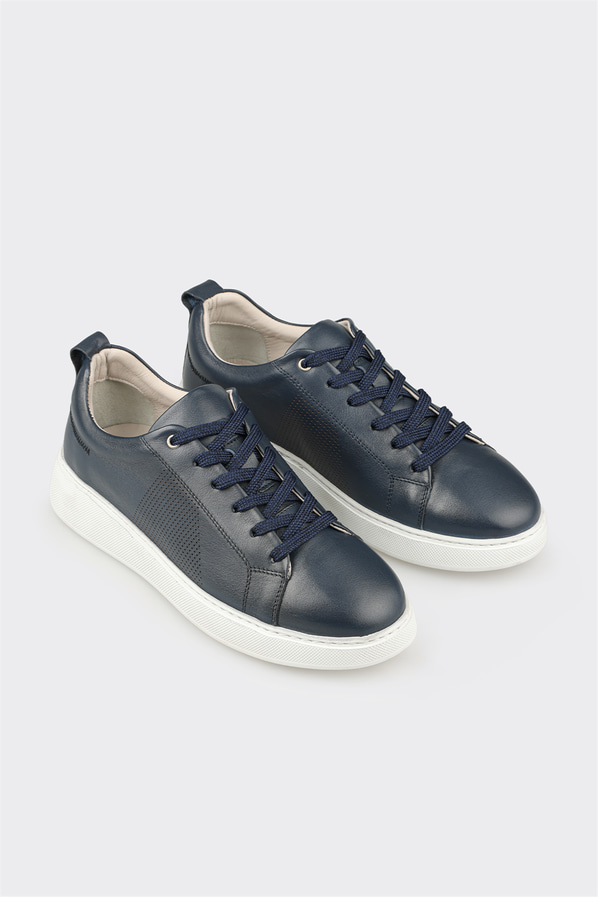 Lacivert deri erkek spor ayakkabı - Elle Shoes