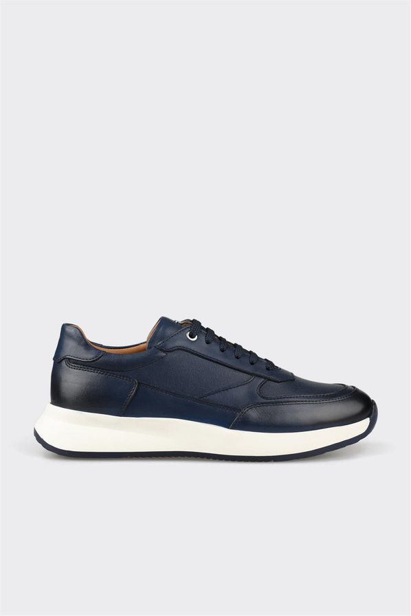 Lacivert deri erkek spor ayakkabı - Elle Shoes