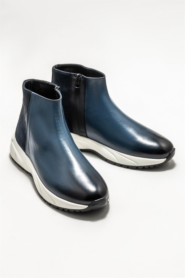 Lacivert deri erkek bot - Elle Shoes