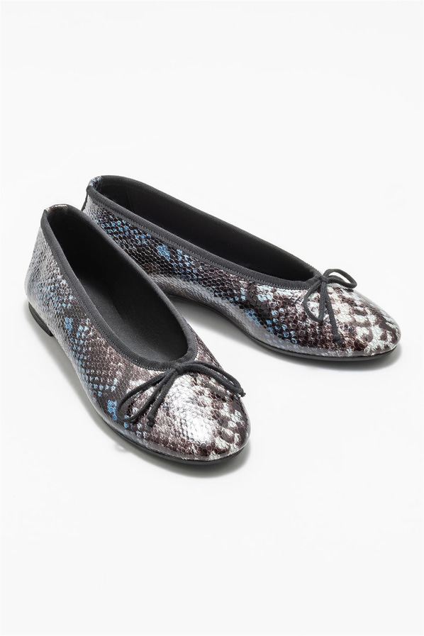 Lacivert deri kadın babet - Elle Shoes