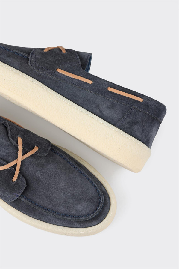 Lacivert deri simli kadın ayakkabı, ofis stili için - Elle Shoes