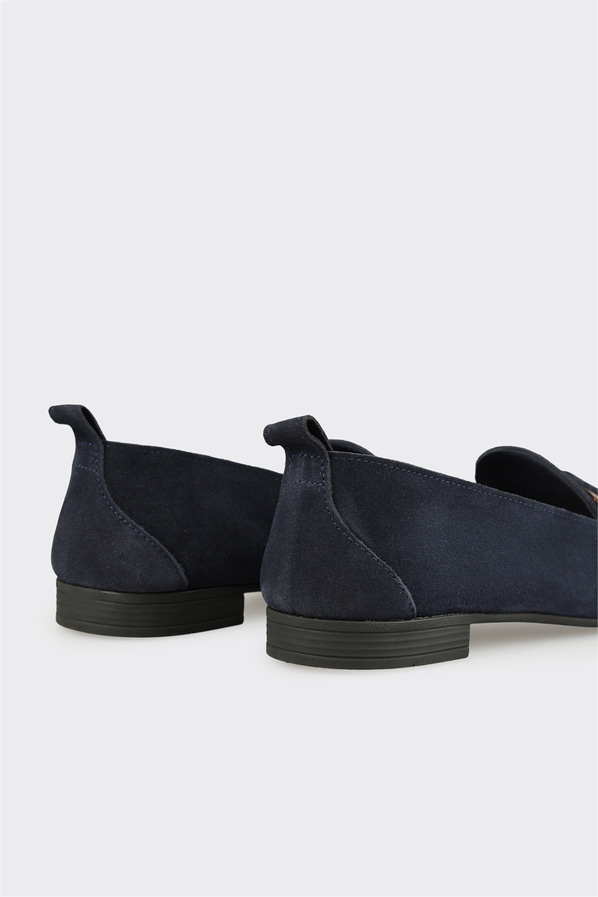 Lacivert Deri Kadın Loafer