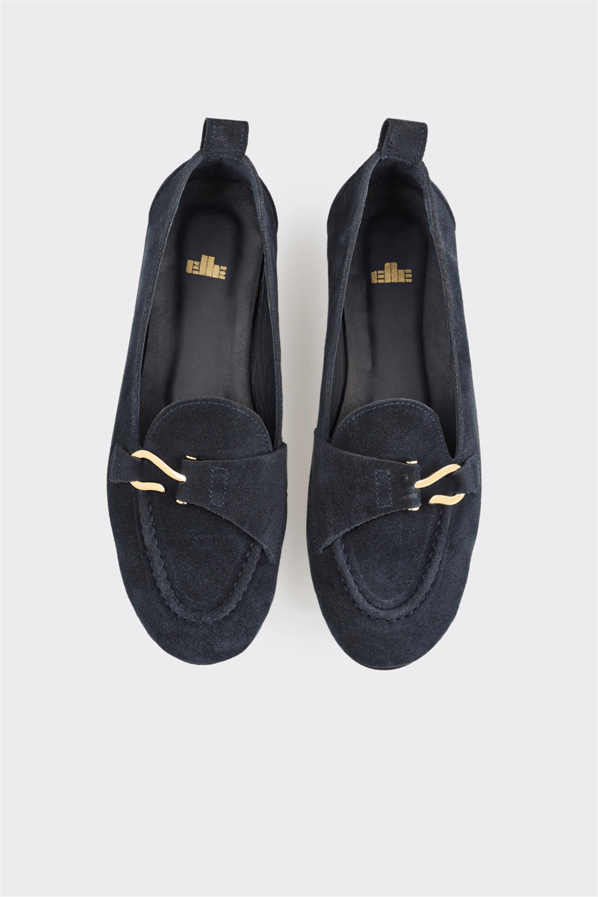 Lacivert Deri Kadın Loafer