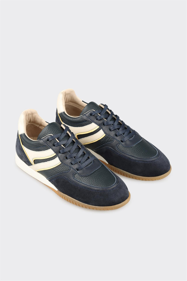Lacivert Deri Kadın Spor Ayakkabı