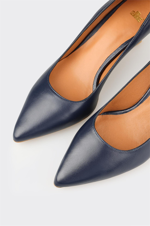 Lacivert Deri Kadın Stiletto