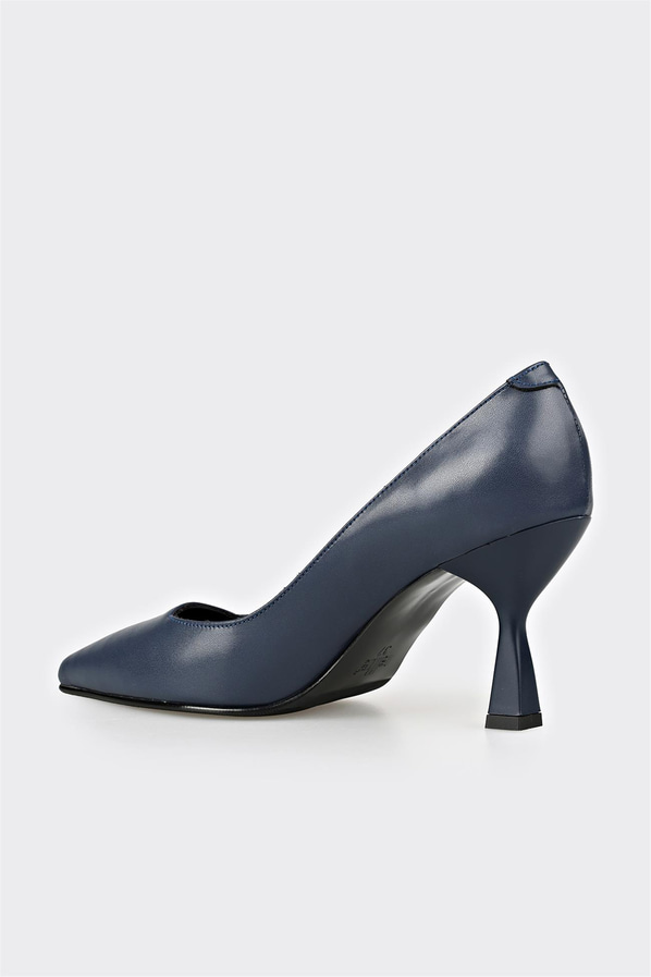 Lacivert deri kadın stiletto - Elle Shoes