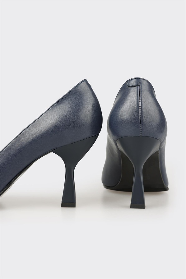 Lacivert Deri Kadın Stiletto