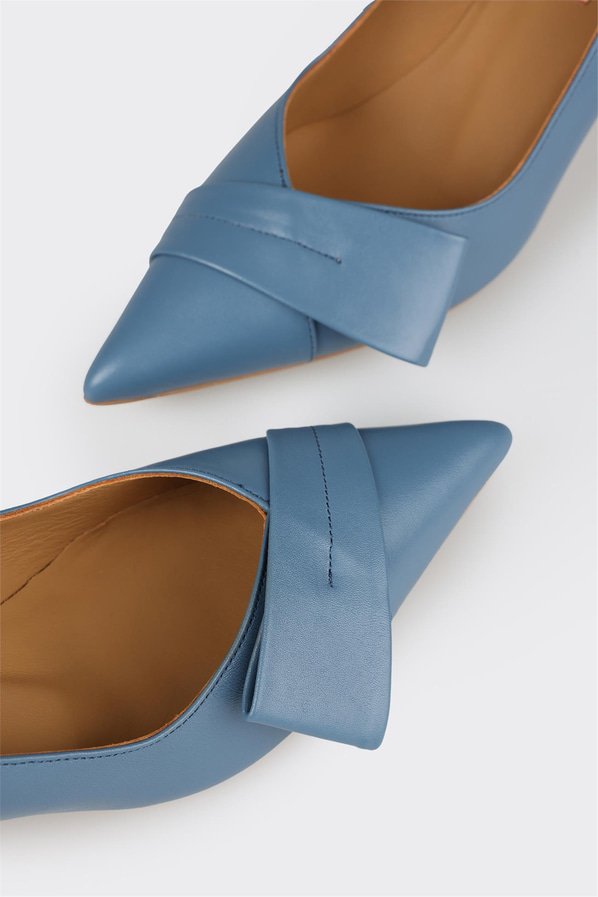 Lacivert deri kadın stiletto - Elle Shoes