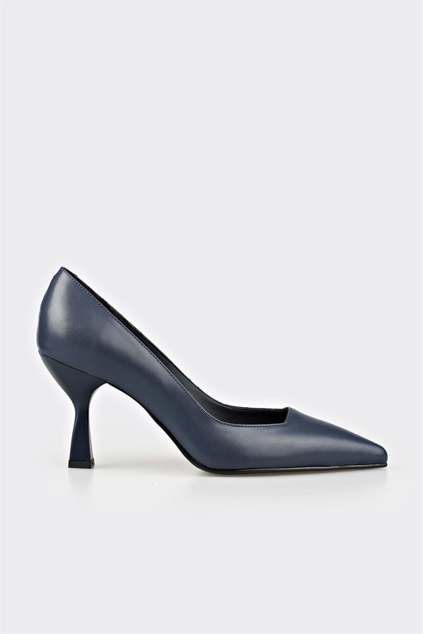 Lacivert deri kadın stiletto - Elle Shoes