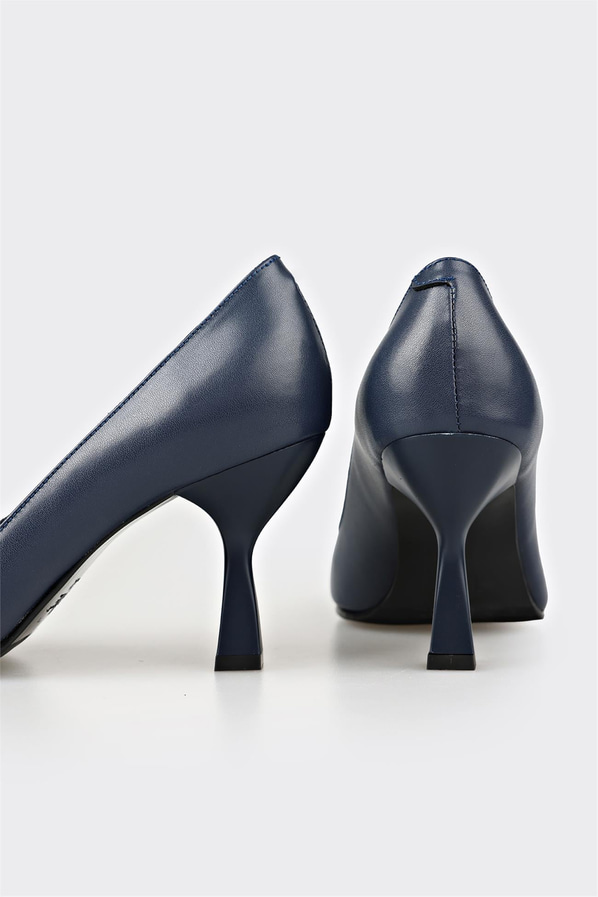 Lacivert deri kadın stiletto - Elle Shoes