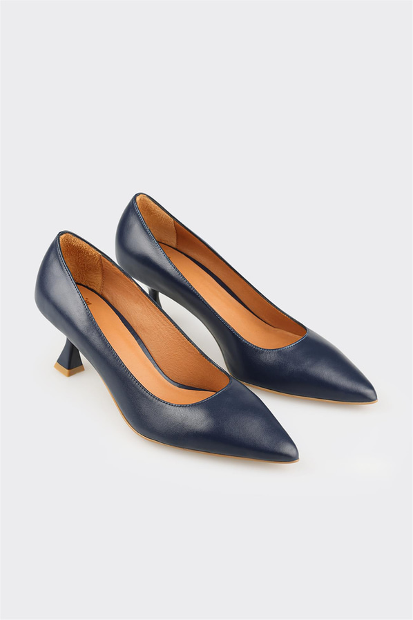 Lacivert Deri Kadın Stiletto