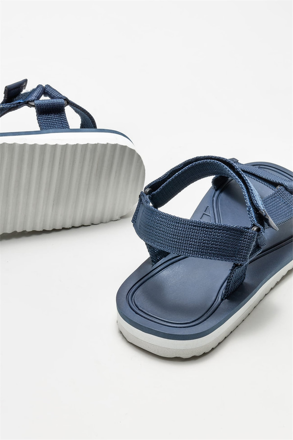 Lacivert erkek sandalet, günlük kullanım için - Elle Shoes